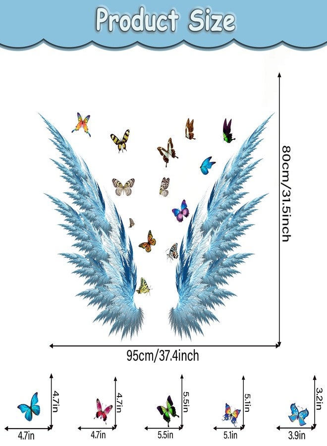 WOYINIS Beautiful Butterfly Wall Stickers Blue Dreamy Big Wing Decals Peel Off and Pasted Removable Art Stickers Girls Bedroom Classroom Living Room Beauty Salon Decoration - Image 4