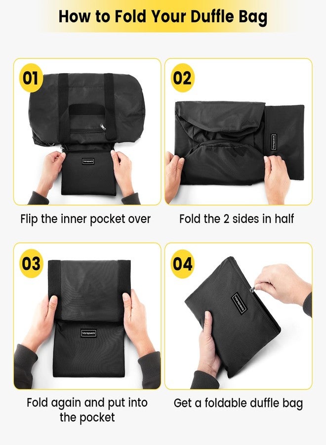 Vorspack Small Duffel Bag 20" Foldable Gym Bag for Men Women Duffle Bag Lightweight with Inner Pocket for Travel Sports - Black - Image 5