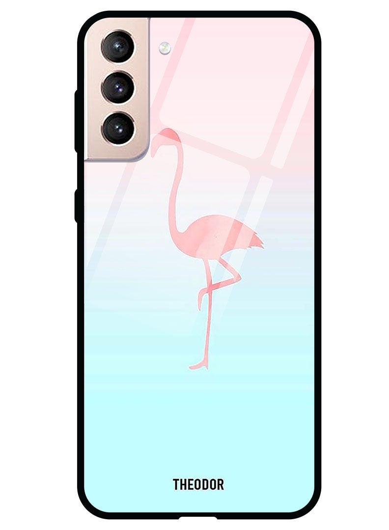 Theodor Protective Tempered Glass Case Cover Samsung Galaxy S21 PLUS  Pink Flamingo - Image 1