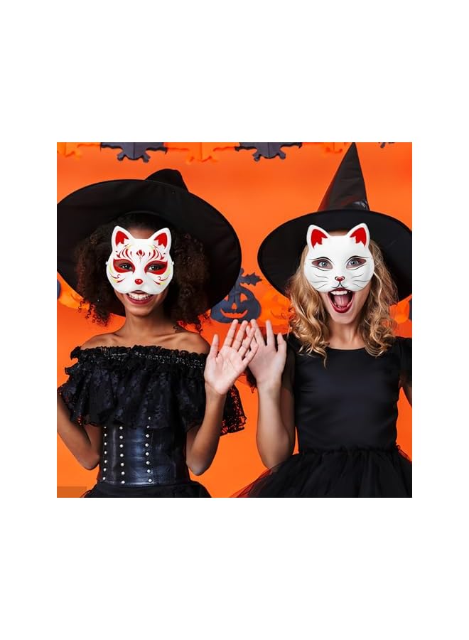 The Bros 5Pcs Cat Mask FOX Mask Animal Mask Halloween Mask for Kids Adults White Cat Mask Painted Face Mask Animal Hallowen Party Cosplay Costume  - Image 5