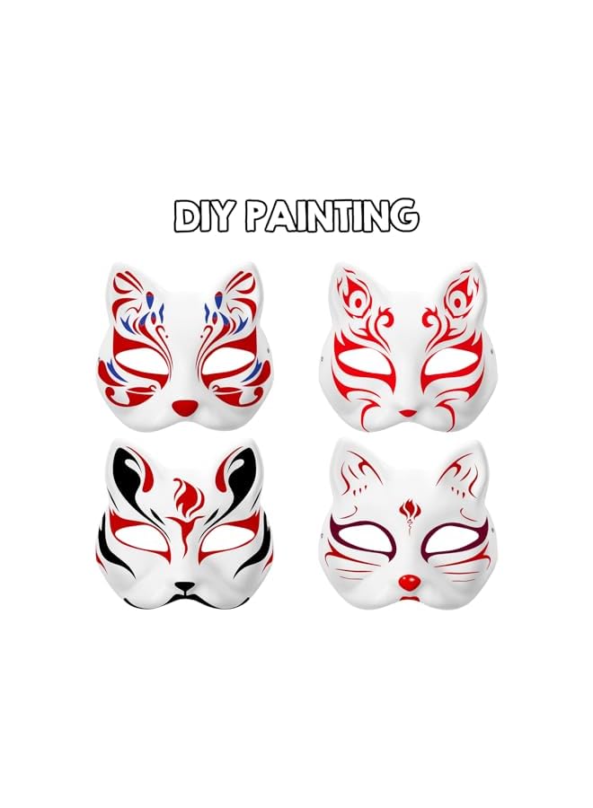 The Bros 5Pcs Cat Mask FOX Mask Animal Mask Halloween Mask for Kids Adults White Cat Mask Painted Face Mask Animal Hallowen Party Cosplay Costume  - Image 3