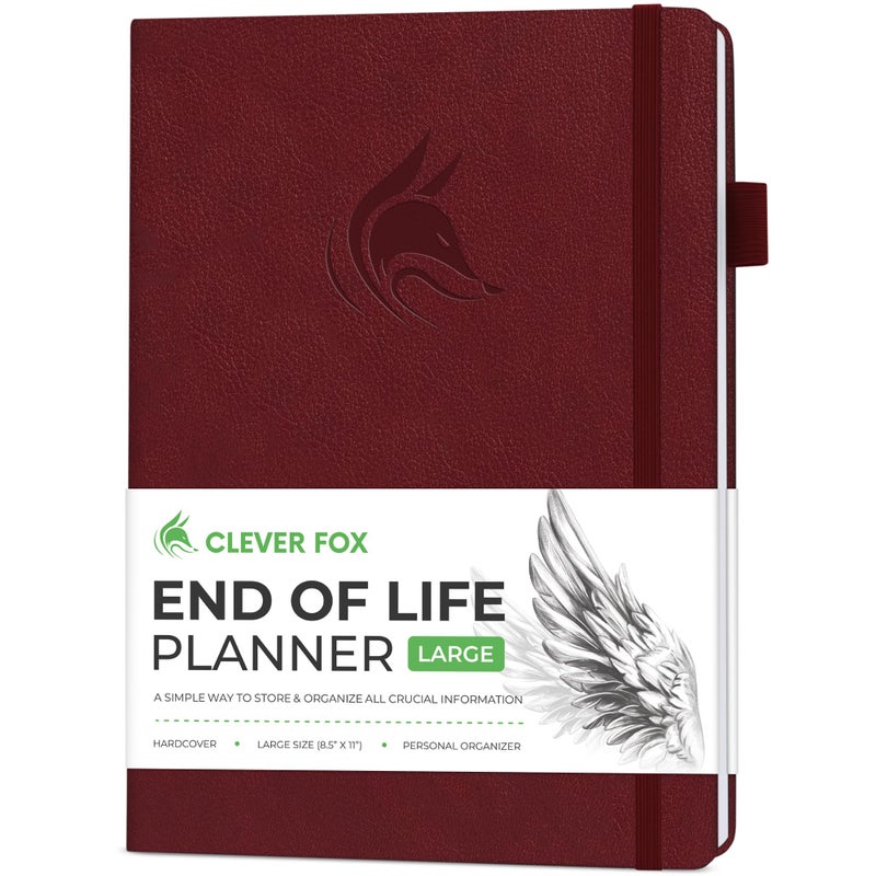 Clever Fox Large End of Life Planner â€“ Guided Final Arrangements Organizer Notebook for Instructions, Beneficiary Info, Will Preparation, Last Wishes & Funeral Planning â€“ 8.5" x 11" (Burgundy) - Image 1