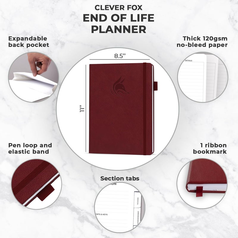 Clever Fox Large End of Life Planner â€“ Guided Final Arrangements Organizer Notebook for Instructions, Beneficiary Info, Will Preparation, Last Wishes & Funeral Planning â€“ 8.5" x 11" (Burgundy) - Image 2
