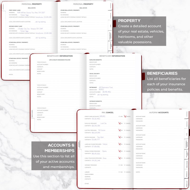 Clever Fox Large End of Life Planner â€“ Guided Final Arrangements Organizer Notebook for Instructions, Beneficiary Info, Will Preparation, Last Wishes & Funeral Planning â€“ 8.5" x 11" (Burgundy) - Image 5