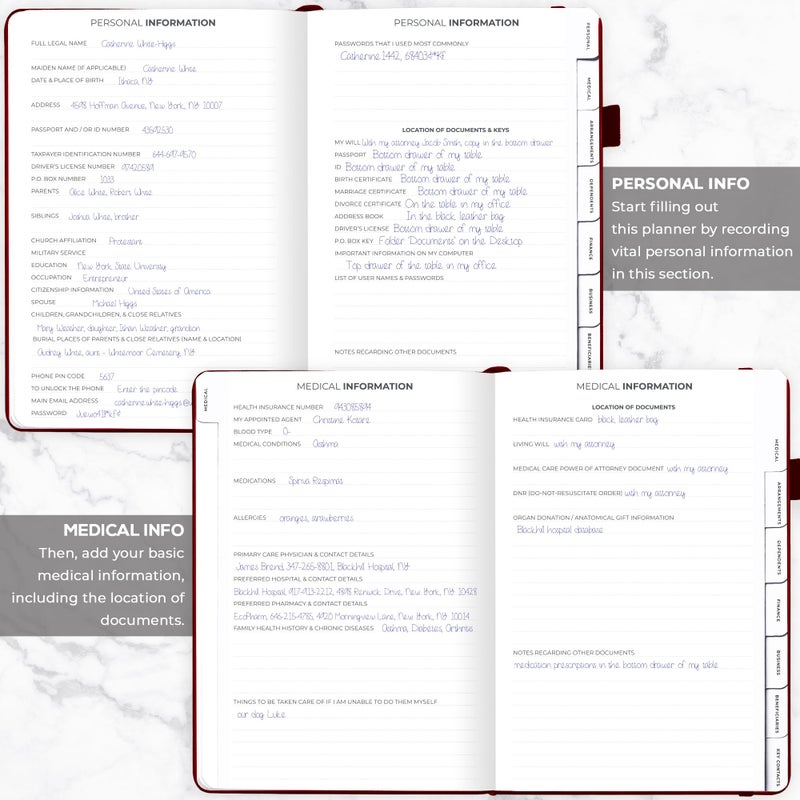 Clever Fox Large End of Life Planner â€“ Guided Final Arrangements Organizer Notebook for Instructions, Beneficiary Info, Will Preparation, Last Wishes & Funeral Planning â€“ 8.5" x 11" (Burgundy) - Image 3