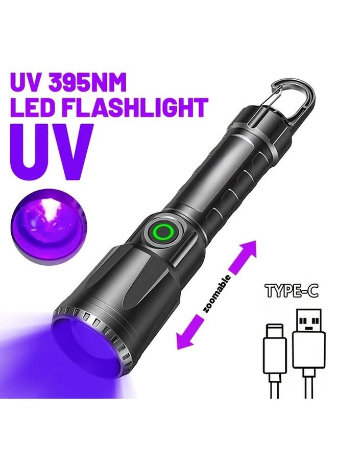 395nm UV Flashlight USB C Rechargeable Black Light For Scorpion Hunting Pet Urine Detection - Image 3