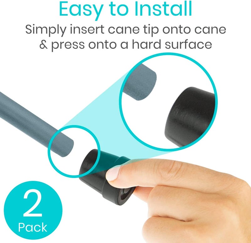 Vive Walking Cane Tips 2 Pack 34 Inch  NonSlip Universal Rubber Replacement Tips for Walking Sticks Crutches Walkers Canes - Image 4