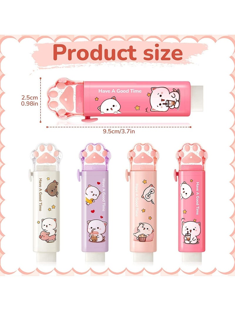 Erasers Cat Paw Shaped Cute Push Pull Design Retractable Erasers Pastel Aesthetic Erasers Pencil Kawaii Eraser Cute Rubber for Kids Students School Office Stationery Supplies 8 Pcs