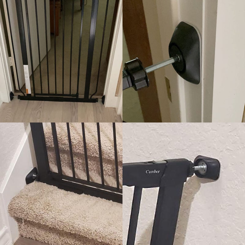 vmaisi Baby Gate Extender Extention-4 Pack Baby and Pet Safety Stair Gate Threaded Spindle Rods Replacement Parts Bundle with Wall Protector (Round-Black-4 Pack) - Image 2