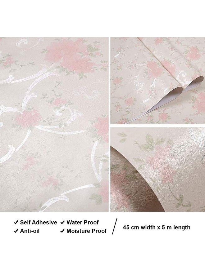wolpin Wall Stickers Wallpaper Pink Roses (45 x 500 cm) Flower Bouquet Self Adhesive Bedroom Wall Decoration PVC, White - Image 3