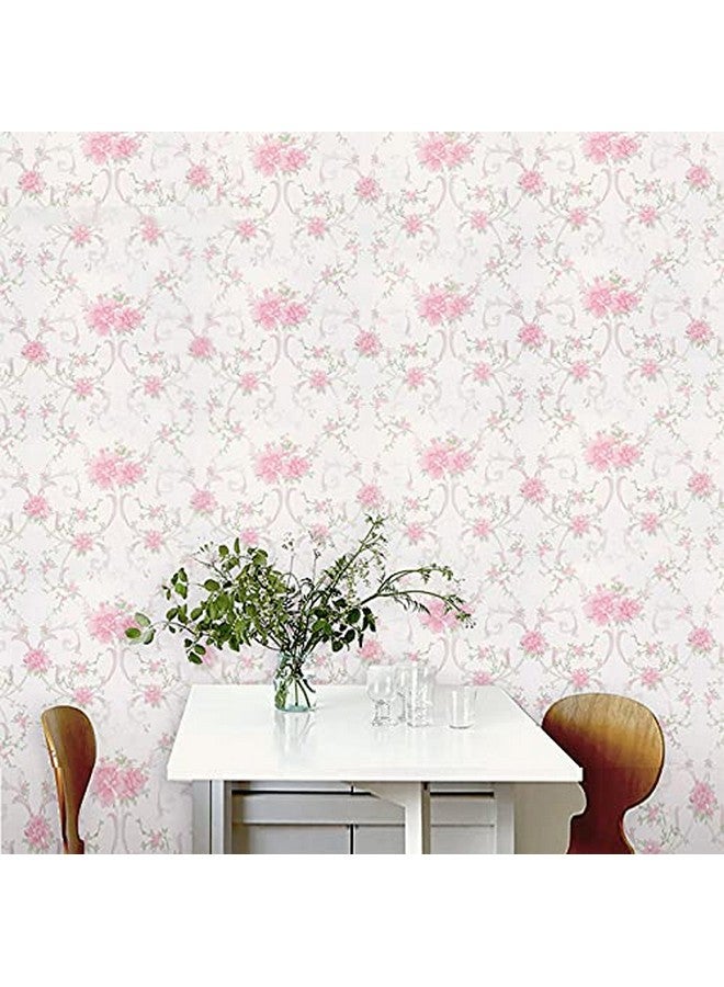wolpin Wall Stickers Wallpaper Pink Roses (45 x 500 cm) Flower Bouquet Self Adhesive Bedroom Wall Decoration PVC, White - Image 5