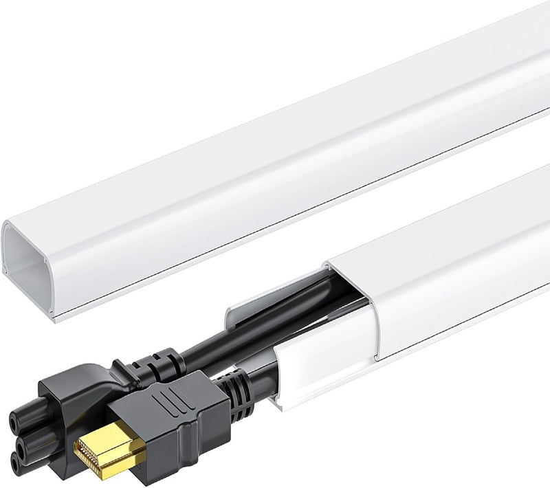 Yecaye 142in Wall Cord Hider for 2-3 Cords, On-Wall Cord Cover Channel, Cable Concealer, Cable Cover Cords Management for Home Office, W0.94in H0.47in, White - Image 1