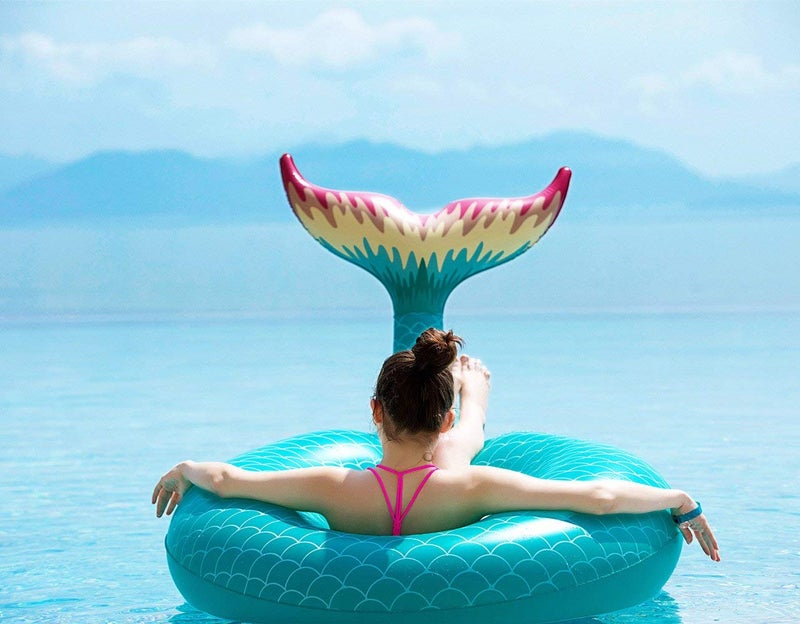 Jasonwell Giant Inflatable Mermaid Tail Pool Float with Fast Valves Summer Beach Swimming Pool Party Lounge Raft Decorations Toys for Adults Kids (Green) - Image 5