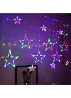 X-level Star Curtain Lights 138 LED 12 Star Multicolor Lights 3.5m Connectable Window Lights with Remote Plug In Curtain String Lights for Indoor Outdoor Room Birthday Wedding Party Decor  - Image 1