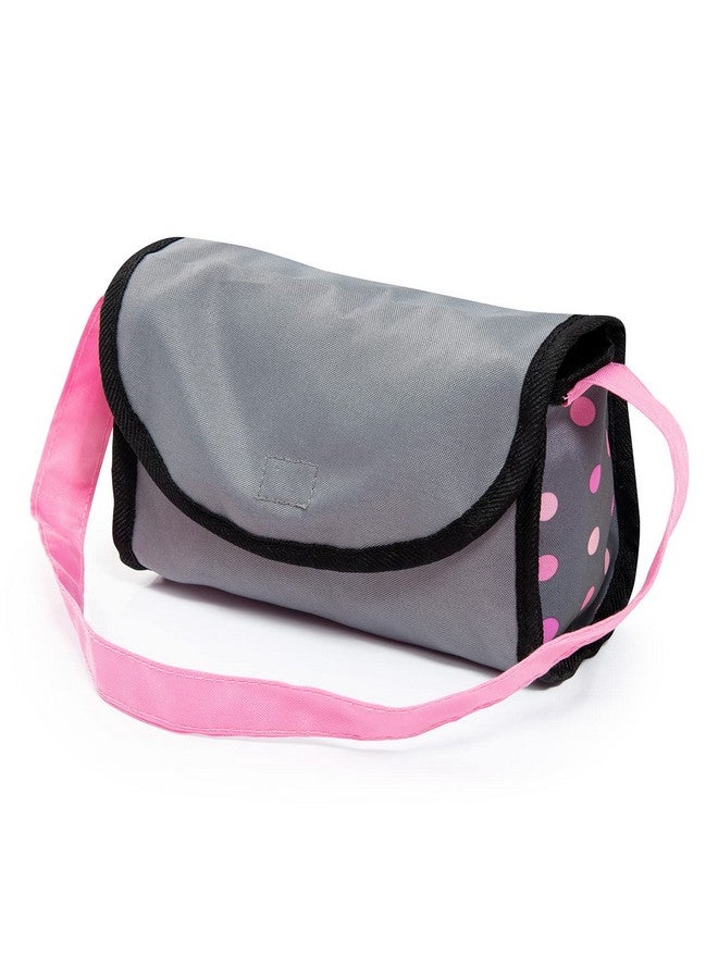 Bayer Design دمى باير ديزاين: عربة مريحة: خيالية بنقاط رمادية وردية - تشمل بطانية + وسادة + حقيبة يد، للدمى حتى 18 بوصة، للأعمار 3 سنوات فما فوق - Image 5