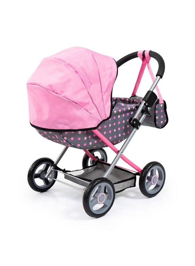 Bayer Design دمى باير ديزاين: عربة مريحة: خيالية بنقاط رمادية وردية - تشمل بطانية + وسادة + حقيبة يد، للدمى حتى 18 بوصة، للأعمار 3 سنوات فما فوق - Image 2