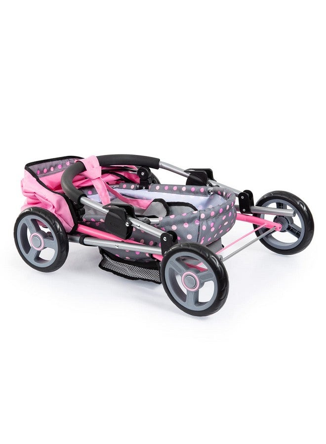 Bayer Design دمى باير ديزاين: عربة مريحة: خيالية بنقاط رمادية وردية - تشمل بطانية + وسادة + حقيبة يد، للدمى حتى 18 بوصة، للأعمار 3 سنوات فما فوق - Image 3