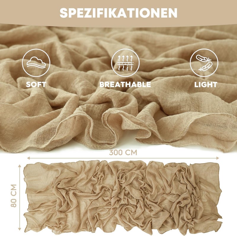 Artoid Mode Boho Sand Gauze Wedding Cheesecloth Table Runner, 30x120 Inch Seasonal Fabric Kitchen Dining Holiday Table Decor for Home Party - Image 5