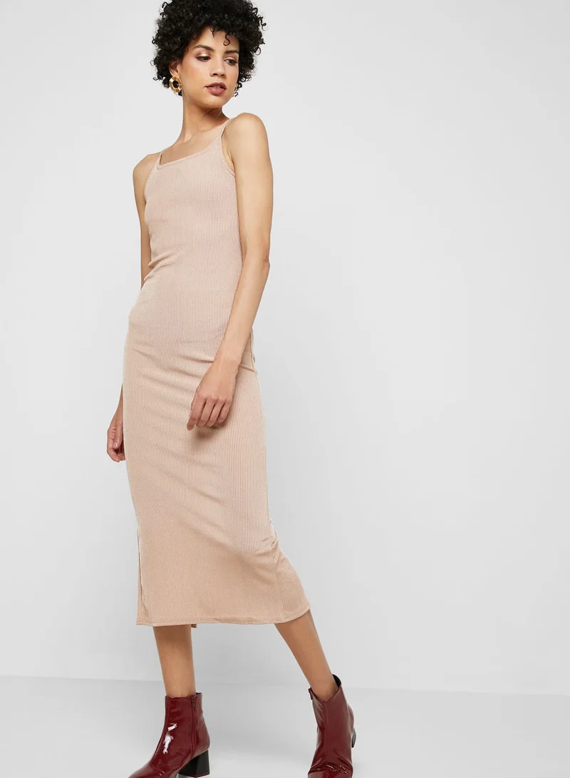 TOPSHOP Back Split Ribbed Bodycon Dress