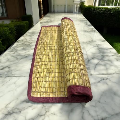 Achleshwar Natural Kusha Grass Aasan for Puja,Mandir, Yoga, Meditation, Pranayam, Natural Foldable Pooja Sitting Chatai, Multi Purpose Traditional Floor Mat Aasan Size 22 x24 inch daab aasan - Image 2