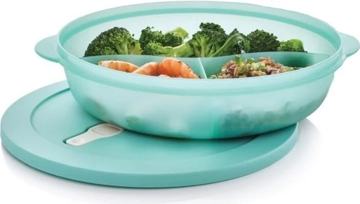 Tupperware Microwave Oven Heating Container with Compartments 1.4 Lt Micro Plate Hsgl