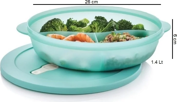 Tupperware Microwave Oven Heating Container with Compartments 1.4 Lt Micro Plate Hsgl