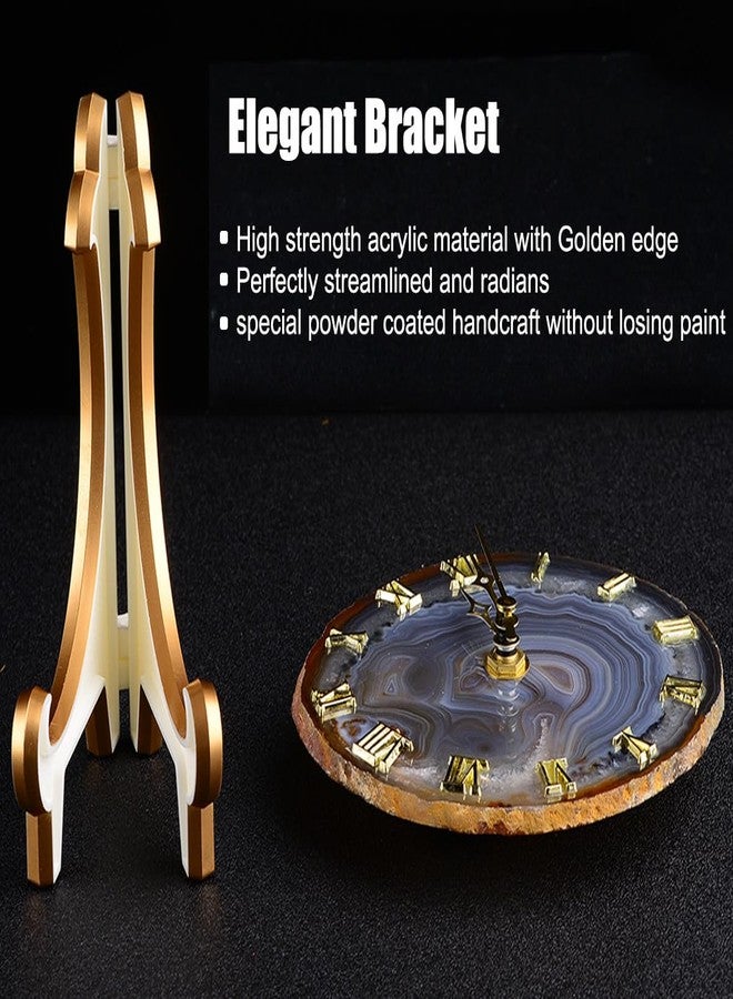 JIC Gem Natural Agate Slice Clock Natural Black/Gray with Base,Agate Clock,Decorative Clock - Image 4
