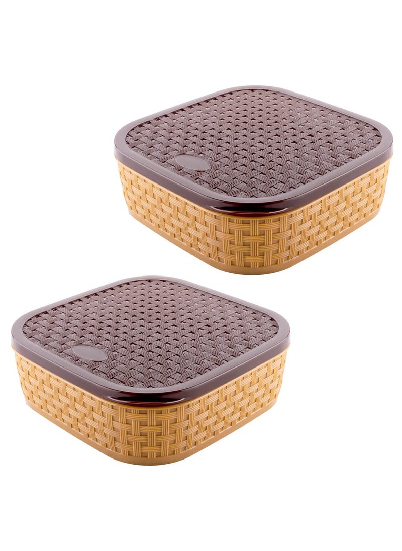 Primelife Primelife Plastic 2 Pcs Masala Rangoli Box Dabba for Keeping Spices Spice Box for Kitchen Masala Container Plastic Wooden Style 7 Sections MB 2  - Image 5