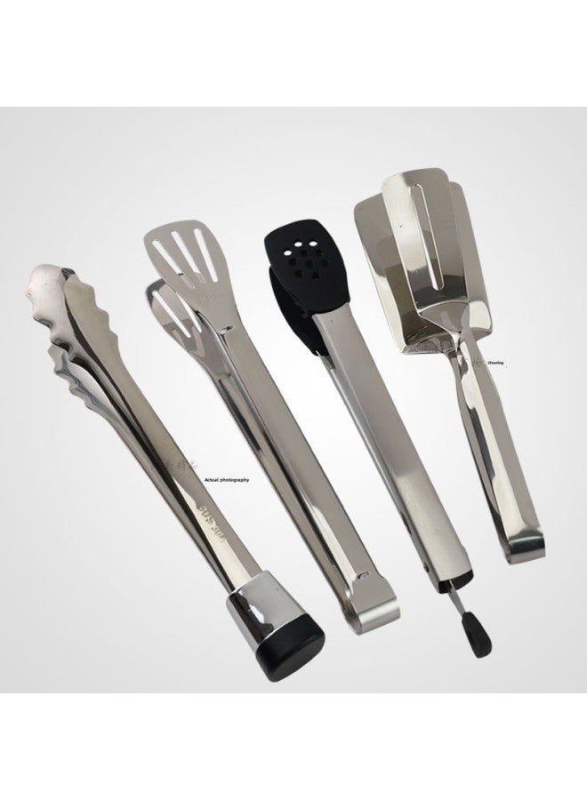 Thickened Stainless Steel Food Tongs Bread Tongs Barbecue Tongs Buffet Tongs Lotus Tongs Steak Tongs Barbecue Supplies-Color:All Steel Lotus Clip 10inch (24.5CM)  - Image 3