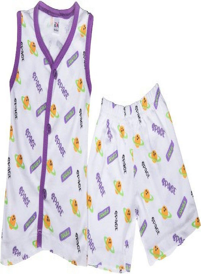 Shera Regular Fit Pure Cotton Skin Friendly T-Shirt Combo for Baby 12-18 M(Combo of Sleeveless & Half Sleeve in Purple Color) - Image 4