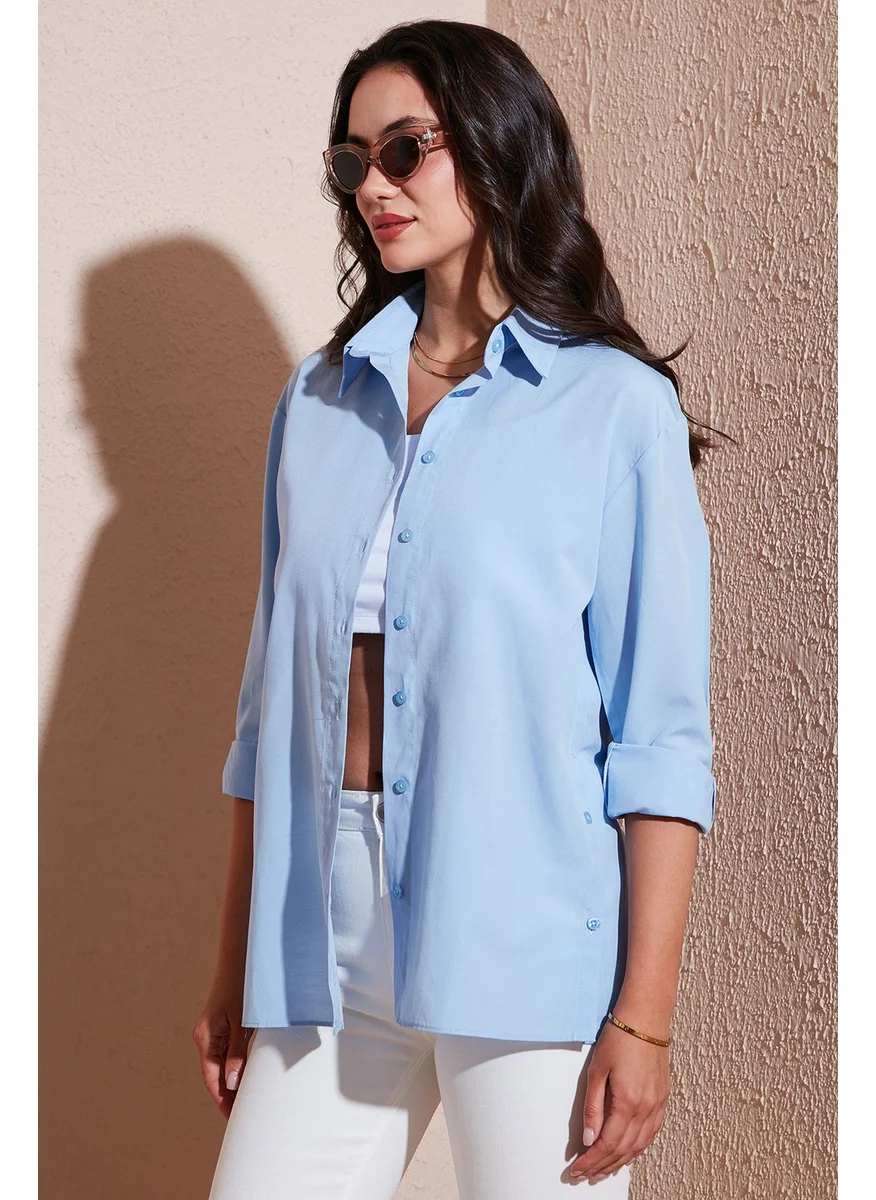 Lela Cotton Regular Fit Buttonable Slit Detail Shirt Women's Shirt 6772920