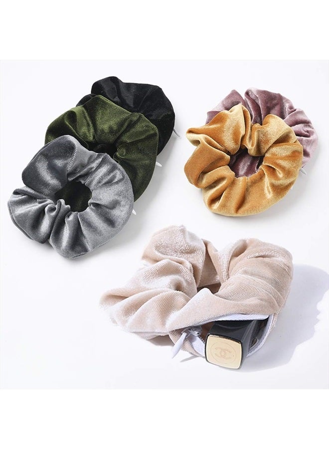 Ivyu Velvet Scrunchies Hair Ties Women - 6 Pack Big Vsco Girl Stuff Scrunchy for Hair Scrunchie Holder Elastic Bands With Zipper Pocket Gift For Friends - Image 1