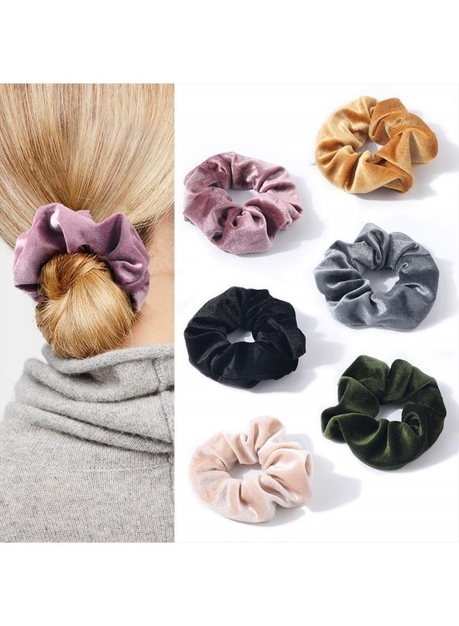 Ivyu Velvet Scrunchies Hair Ties Women - 6 Pack Big Vsco Girl Stuff Scrunchy for Hair Scrunchie Holder Elastic Bands With Zipper Pocket Gift For Friends - Image 2