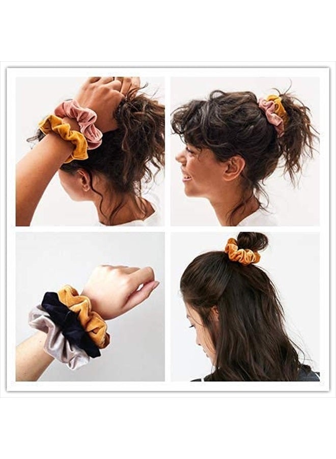 Ivyu Velvet Scrunchies Hair Ties Women - 6 Pack Big Vsco Girl Stuff Scrunchy for Hair Scrunchie Holder Elastic Bands With Zipper Pocket Gift For Friends - Image 3