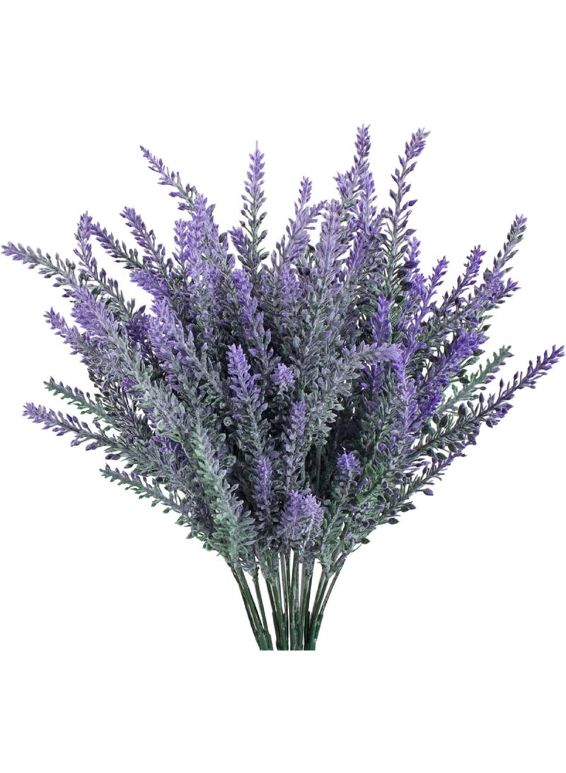 GTIDEA 4pcs Artificial Flowers Fake Lavender Faux Purple Flocked Plastic Flowers Plants for Home Wedding Kitchen Garden Patio Window Box Office Table Centerpieces Indoor Outdoor DÃ©cor - Image 1