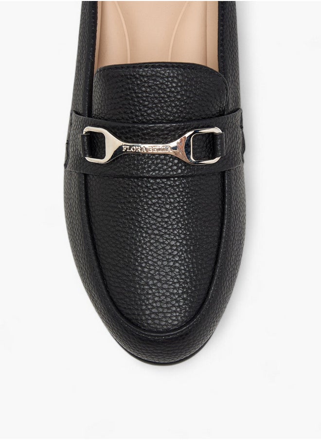 Flora Bella By Shoexpress Textured Slip-On Mules with Metal Accent and Block Heels  - Image 4