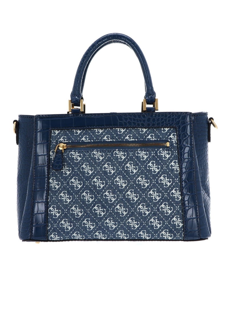 GUESS James Quattro Girlfriend Satchel Fashion Crossbody Bag Blue - Image 4