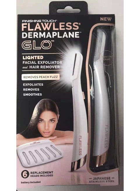 Flawless Dermaplan Glow White Facial Hair Removal Device