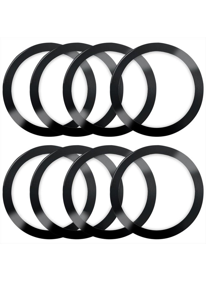 IOUALEY 8 Pack Universal Metal Rings Sticker Compatible for Magsafe Magnetic Wireless Charger iPhone 13 12 Pro Mini Max Samsung Galaxy, Ultra-Thin Car Charger Conversion Accessories, Black - Image 1