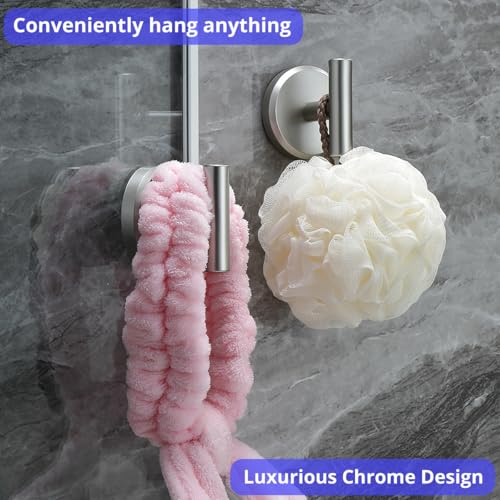 HOME SO Suction Cup Hooks T Shape (2 or 4 Pack) (Brushed Nickel, 2, Count) - Image 2