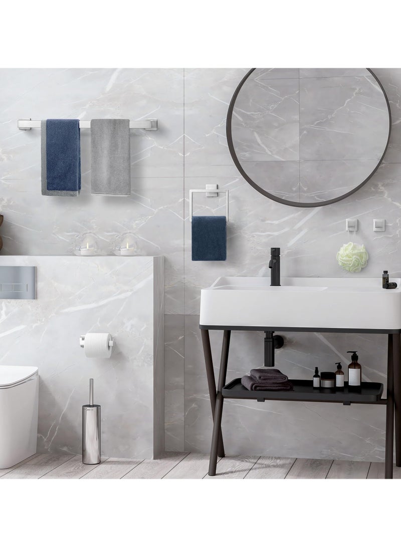 يونيكبيبي مجموعة أدوات الحمام المصنوعة من الفضة المصقولة، مكونة من 5 قطع، وحامل مناشف، ومجموعة حامل مناشف حمام، مثبتة على الحائط، من الفولاذ المقاوم للصدأ SUS304 - Image 2