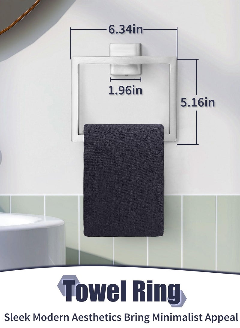 يونيكبيبي مجموعة أدوات الحمام المصنوعة من الفضة المصقولة، مكونة من 5 قطع، وحامل مناشف، ومجموعة حامل مناشف حمام، مثبتة على الحائط، من الفولاذ المقاوم للصدأ SUS304 - Image 5