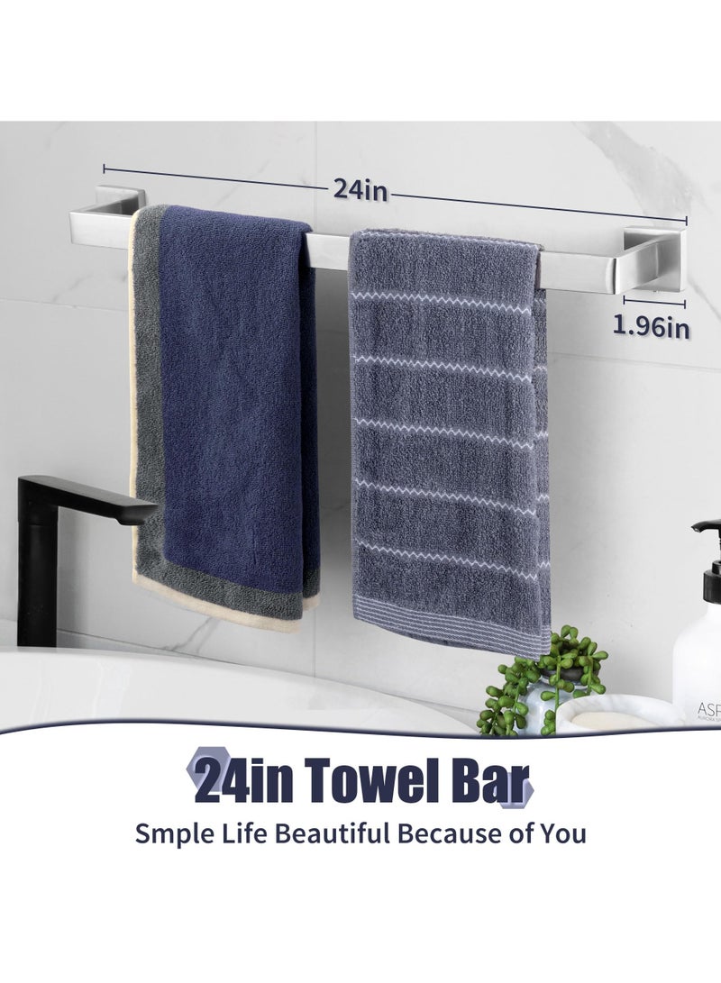 يونيكبيبي مجموعة أدوات الحمام المصنوعة من الفضة المصقولة، مكونة من 5 قطع، وحامل مناشف، ومجموعة حامل مناشف حمام، مثبتة على الحائط، من الفولاذ المقاوم للصدأ SUS304 - Image 4