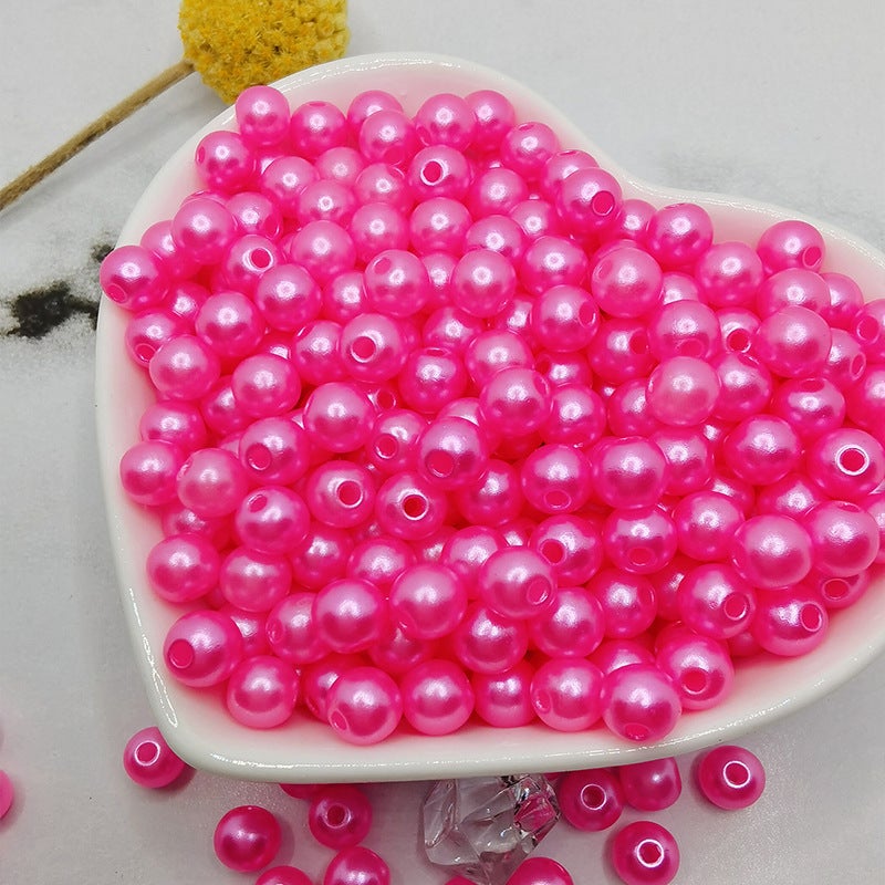 ABS Hole Mixed Color Faux Pearl Beads Handmade Beaded DIY Material Shoes Clothing Hats Bracelet Accessories Pore-Peach