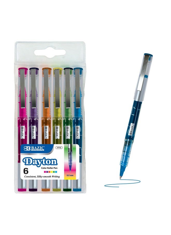 Bazic Products - Bazic Dayton Rollerball Pen 0.7Mm Assorted Color, Regulator Flowing Liquid Ink Pens, Rolling Ball Pens Smooth Writing For Office (6/Pack), 1-Pack - Image 1