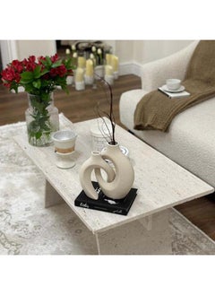 Al Home Treventino Serene Off-White Marble Center Table By Alhome 90x40 cm 