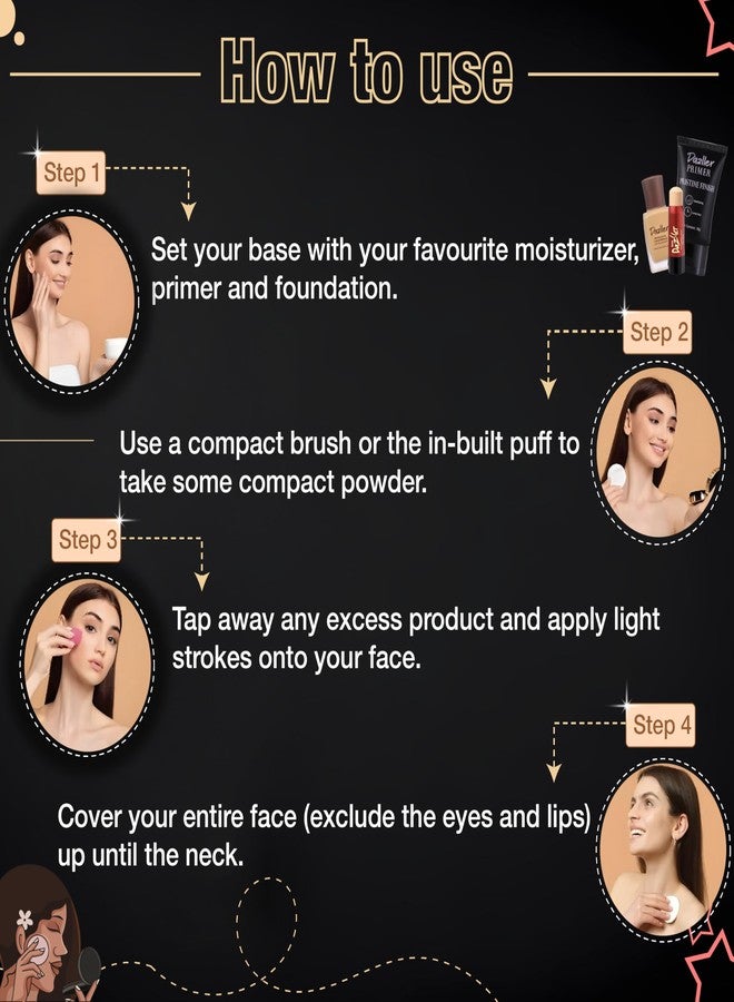 Dazller Epic Finish Compact Powder, Natural Matte, Buildable, Oil Control, With Vitamin E, For all Skin Types (Dusky 02) - 12g - Image 5