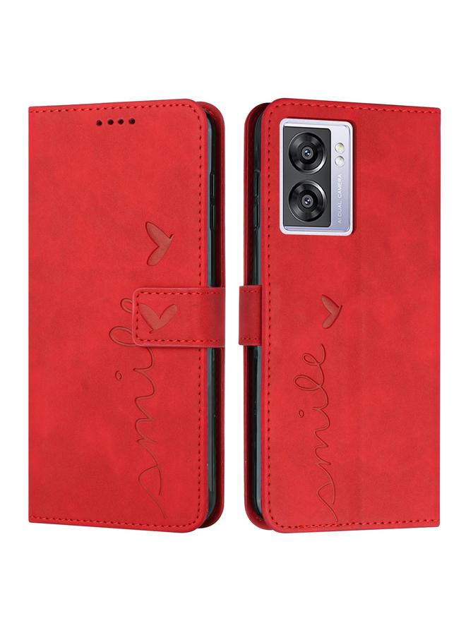 اس-توب جراب هاتف OPPO A57 مصنوع من الجلد بتصميم على شكل قلب - Image 1