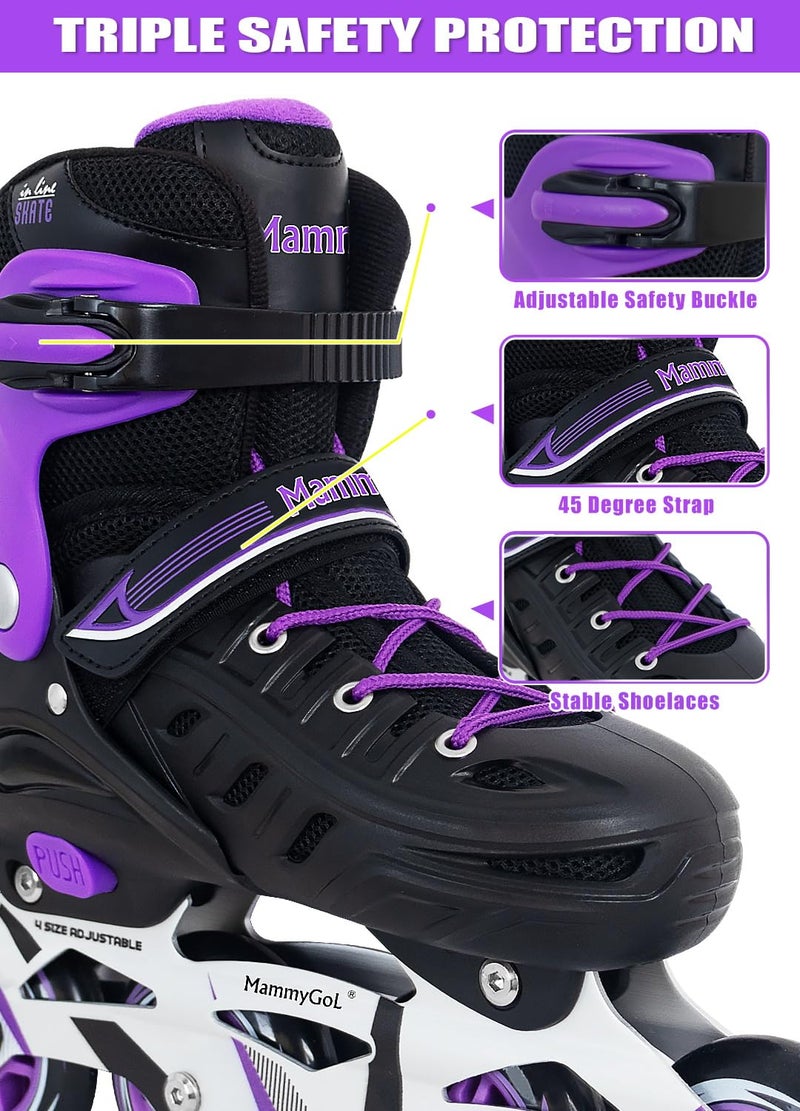 MammyGol Inline Skates for Adults Men Women, Adjustable Aggressive Durable Roller Blades with Giant Wheels, High Performance Skates for Male Female Purple Size 10 11 12 - Image 2