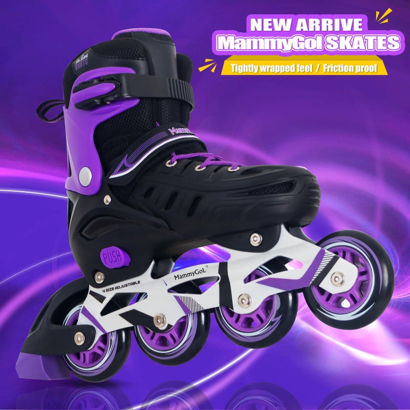 MammyGol Inline Skates for Adults Men Women, Adjustable Aggressive Durable Roller Blades with Giant Wheels, High Performance Skates for Male Female Purple Size 10 11 12 - Image 5